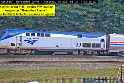 Amtrak train # 43 stopped on Horseshoe Curve (PA)