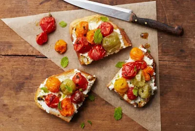 Cherry Tomato Goat Cheese Toast