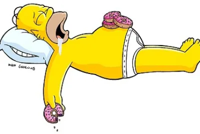 Homer slepiing
