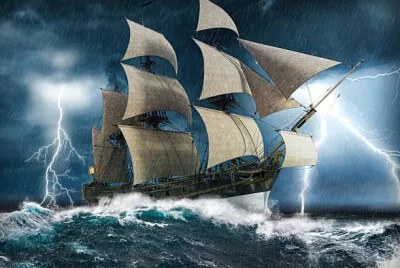 Ship in storm