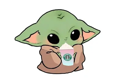 baby yoda drink their starbucks coffee
