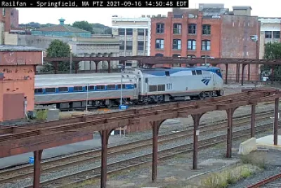 Amtrak engine 101 departing Springfield,Mass/USA