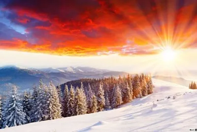 sundown on snow