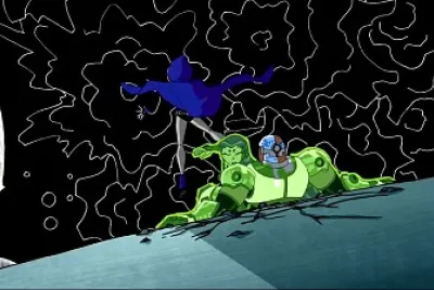 raven protege a cyborg y starfire los jovenes titanes