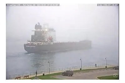 Ship arrival in heavy fog on St Clair River jigsaw puzzle