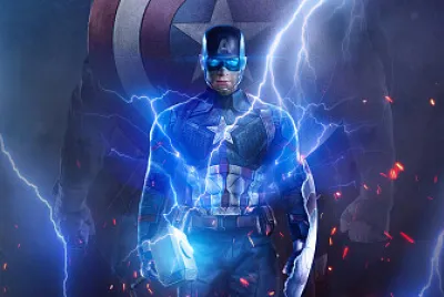 capitan america con el martillo de thor
