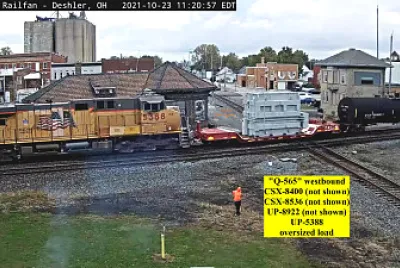 UP-5388 towing Oversized Load at Deshler,OH/USA