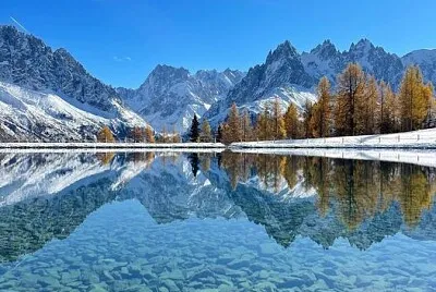 Chamonix Reflet montagne sur lac