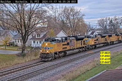 UP-8825, UP-8502, UP-4335,   UP-8687 thru Rochelle,ILL/USA jigsaw puzzle