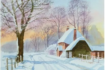 Aquarelle paysage d 'hiver