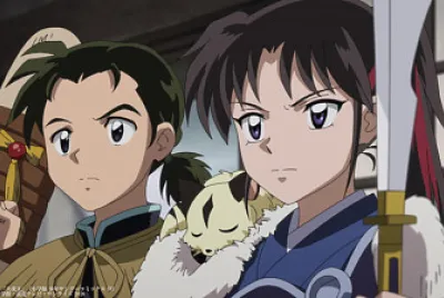 setsuna y hisui miran a otros exterminadores hanyo no yashahime