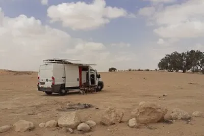 van in desert