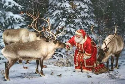 Papa Noël et ses rennes