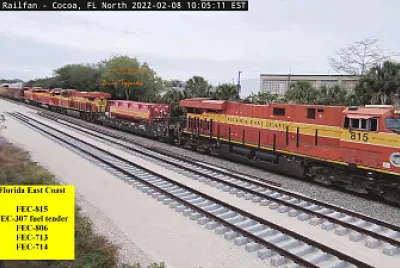 Florida East Coast #815, #307 Fuel Tender, #806, #713, #714 at Cocoa,F
