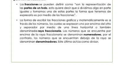 Descripción de qué es una fracción