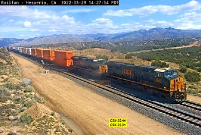 Stunning desert and train CSX-3244   CSX-3331 passing Hesperia,CA/USA