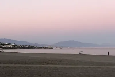 pink sea at sunset, Manilva