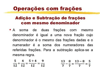 Adição e Subtração com frações