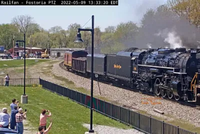  "steamer  " NKP-765 passing thru Fostoria, Ohio/USA thrilling the fan