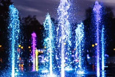 Water Fountain With Lights At Night