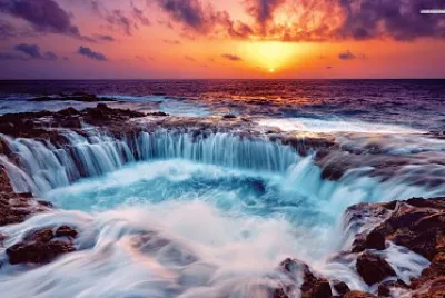 Waterfall at sunsset