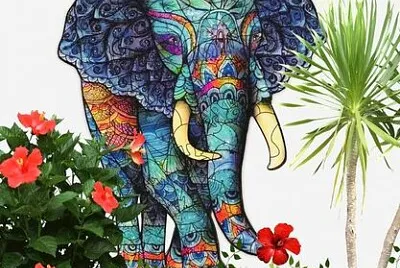 פאזל של Elephant et ibiscus