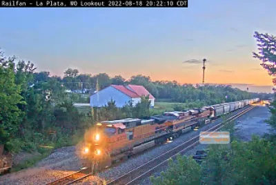 train passing the La Plata,MO/USA Amtrak Depot at La Plata,MO/USA