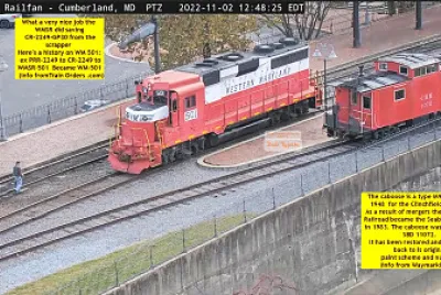 Western Maryland-501 and  CCR-1072 caboose at Cumberland,MD/USA