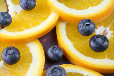 Sliced Orange with Blueberries