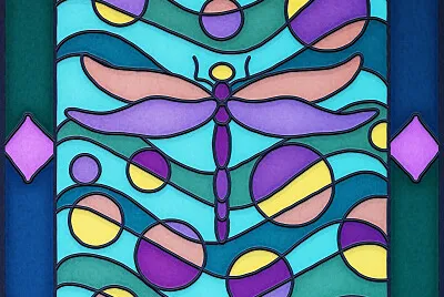 Stained Glass Dragonfly (Digital Art)