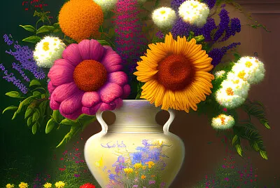 Wildflowers in Old Vase
