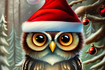 Christmas Owl (Digital Art by Me)