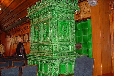 Green tiled stove