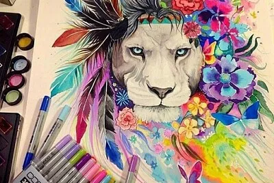 פאזל של Couleurs sur le lion
