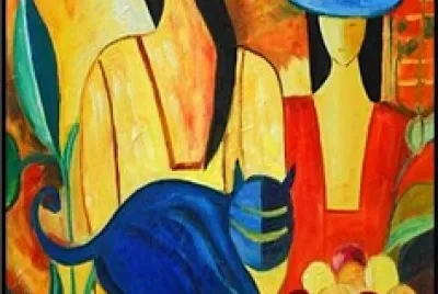 femmes au chat bleu