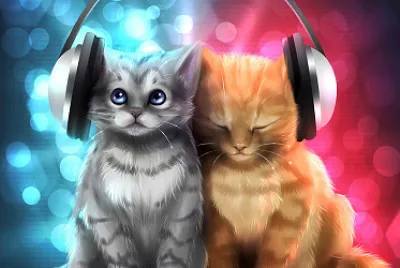 Gatitos escuchando música