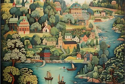 village et rivière