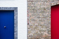 Brick Wall and Colorful Door