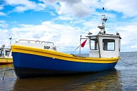 Yellow boat on coast in Gdansk, Poland