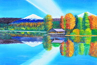 Reflection of mountain and sky on the lake