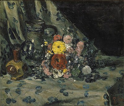 Cézanne bouquet au dahlia jaune jigsaw puzzle