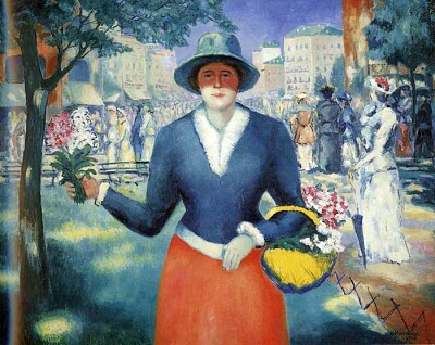 Malevitch la fille aux fleurs