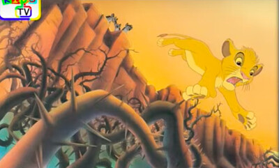 Simba chased by hyenas