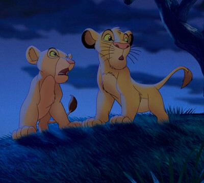 Simba and Nala scared