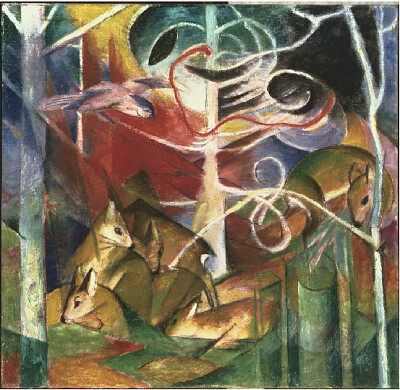 Franz Mark cerfs dans la forêt