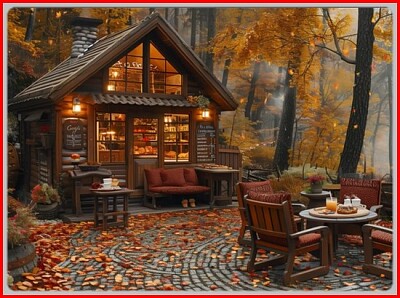 Café en plein air sur la colline