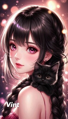Girl with a cat AI
