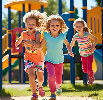 KIDS PLAY IN PLAYGROUND