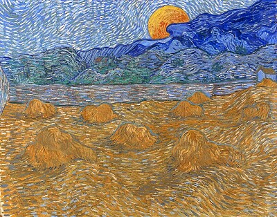 Landscape with Wheat Sheaves and Rising Moon