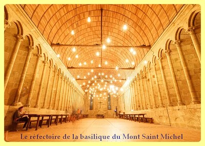 Le réfectoire de la basilique du Mont Saint Michel